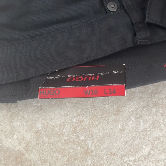 HUGO BOSS black jeans men 30W 34L slim straight fit NWT - Picture 4 of 6